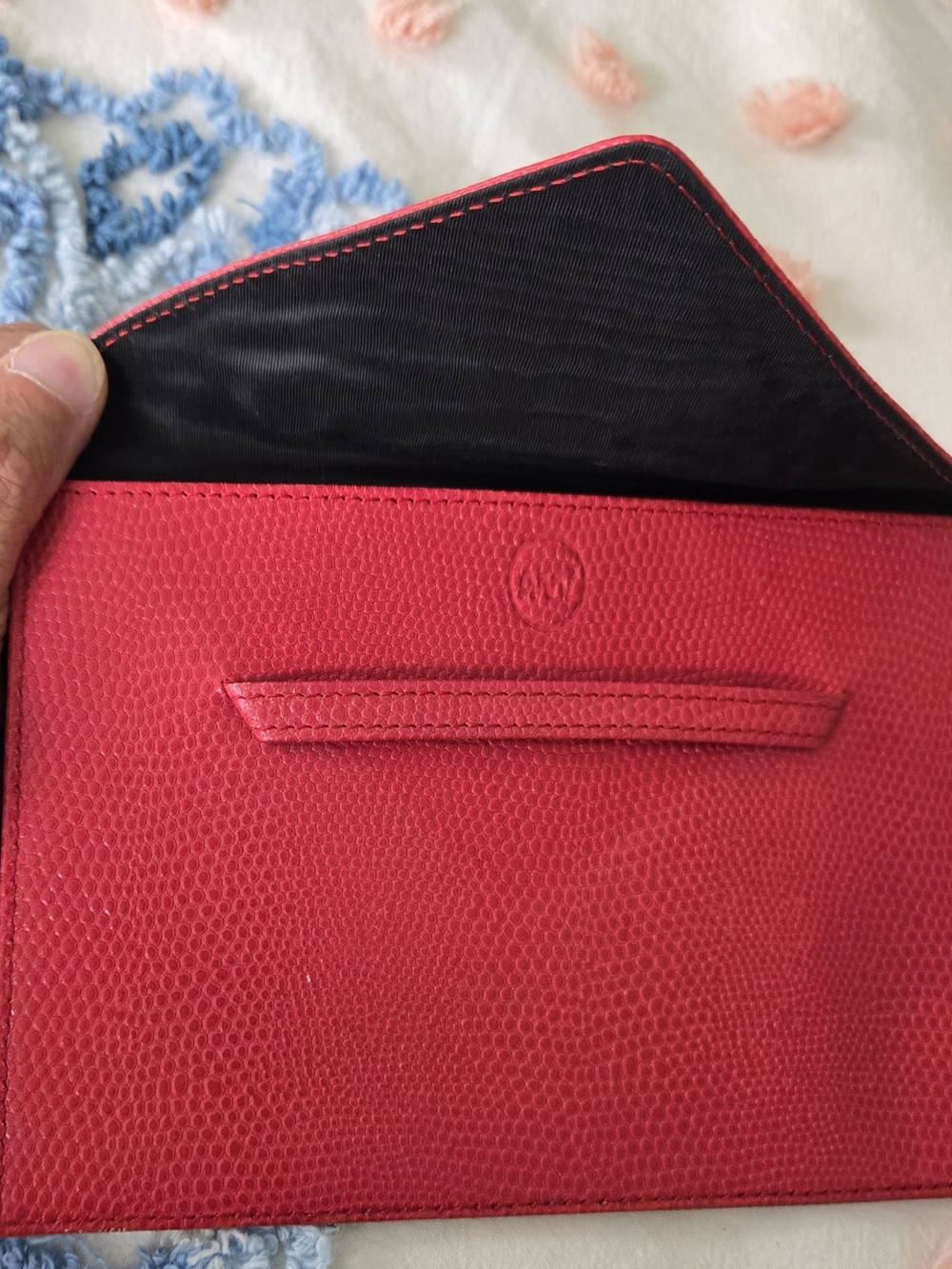 AMI Envelope Textured Clutch in Raspberry - Picture 3 of 3